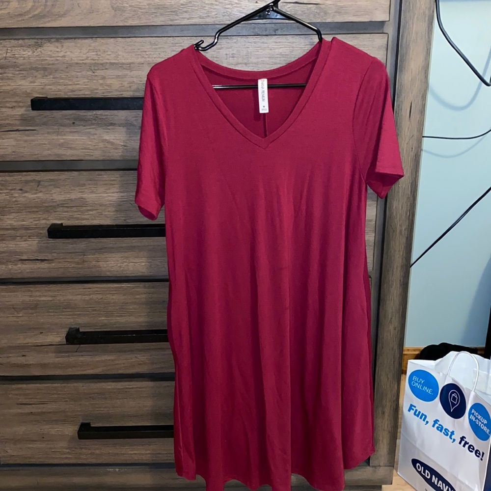 Burgundy Dress with Pockets